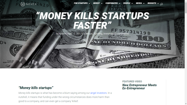 money kills startups article