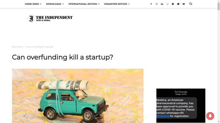 overfunding kills startup article