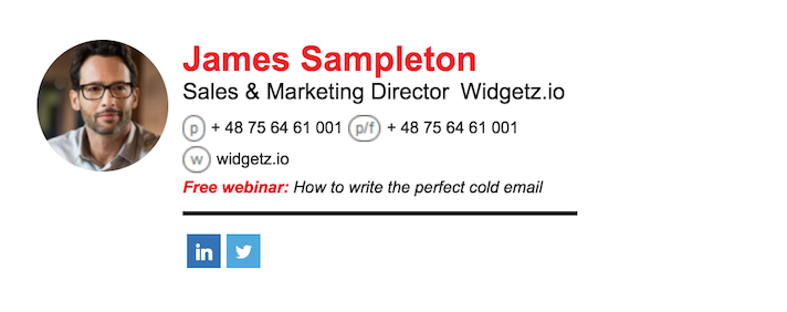 email signature example with webinar promotion