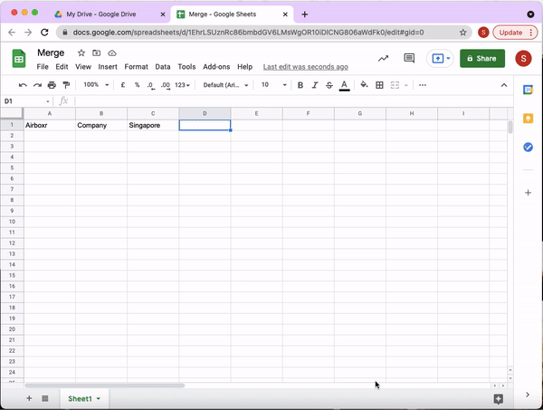 Merging cells and data in Google Sheets | Airboxr