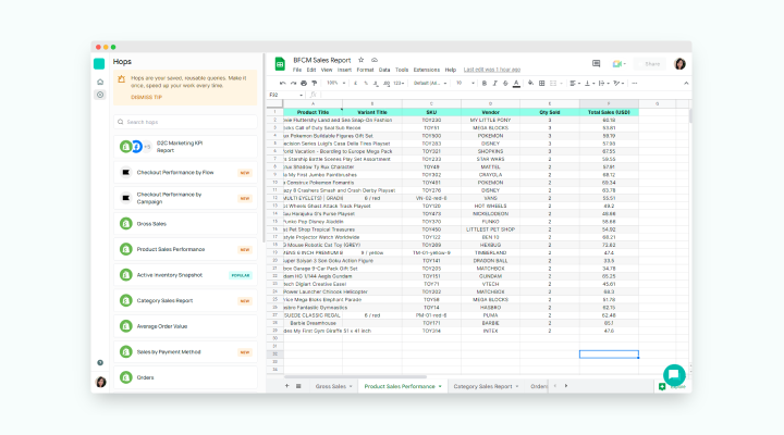 How to view Black Friday Shopify sales in Google Sheets