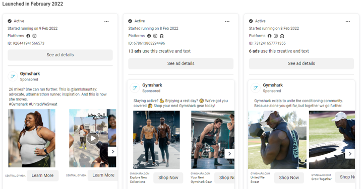 Gymshark FB ads