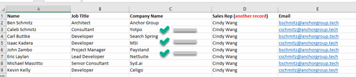 Excel CSV file