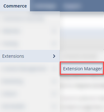 extension manager navigation