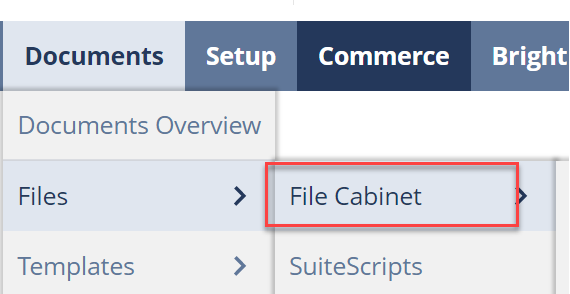 NetSuite file cabinet navigation