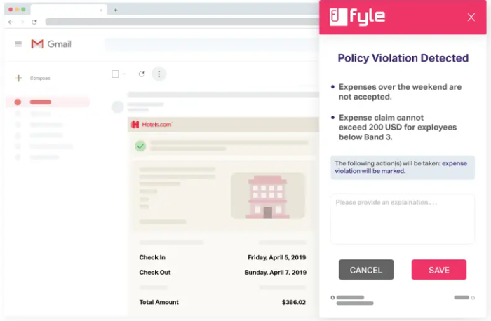 fyle policy violation example