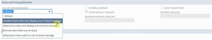 netsuite item out of stock behavior