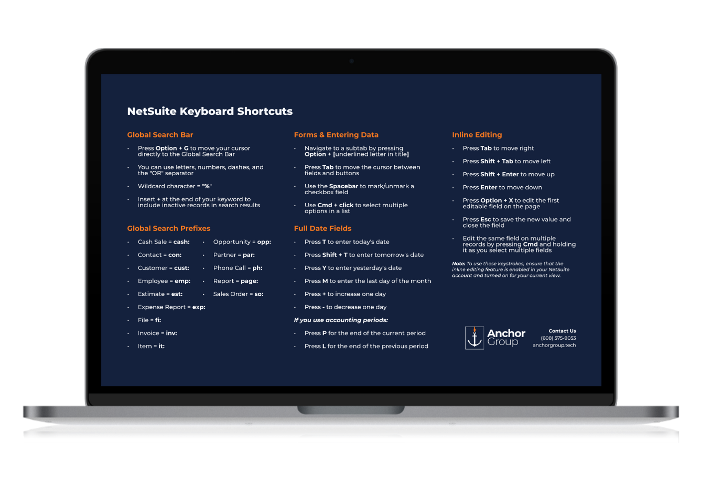 Learn NetSuite Keystroke Shortcuts | Anchor Group Consultants
