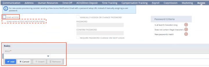 Employee access permissions in NetSuite