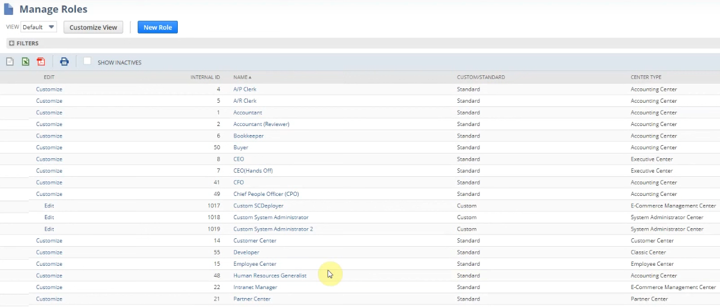 netsuite manage roles list view