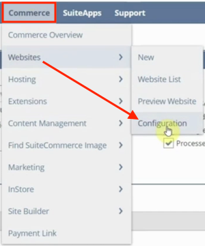 netsuite navigation commerce websites configuration