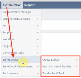 netsuite navigation customization suitebundler