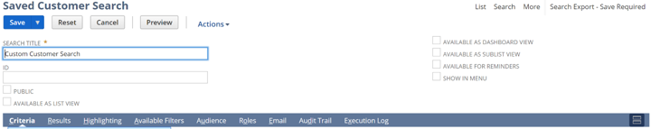NetSuite saved search