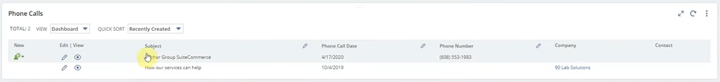 netsuite dashboard phone calls portlet