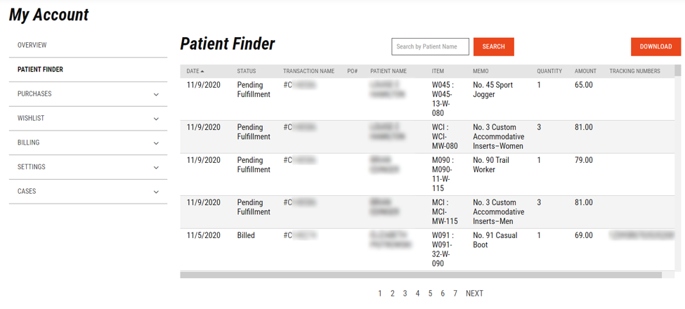 saved search my account extension patient finder example