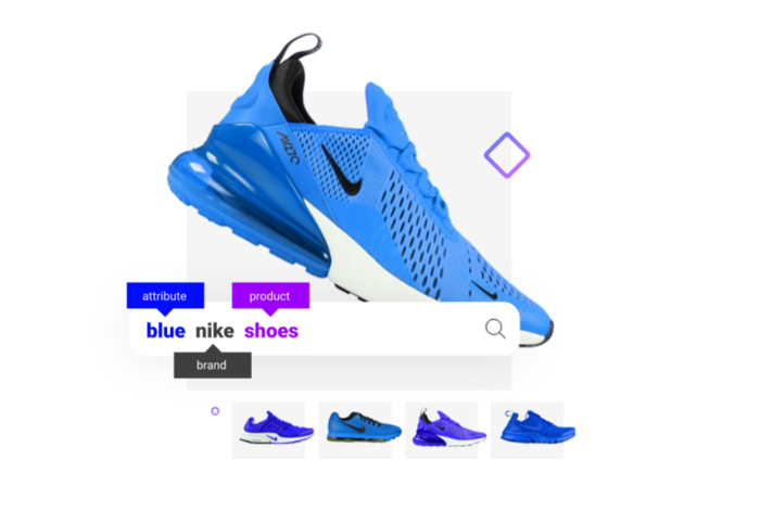 Searchspring search for blue nike shoes