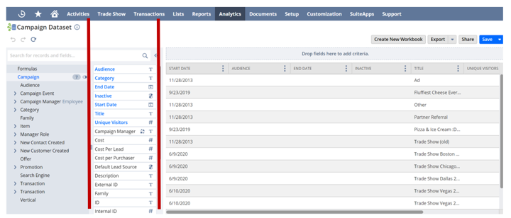 NetSuite data results