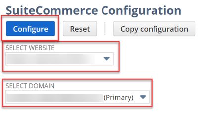 SuiteCommerce Configuration Site and Domain