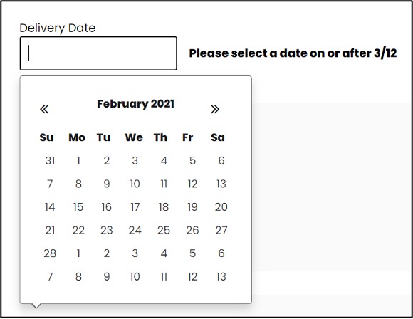 suitecomerce select delivery date page