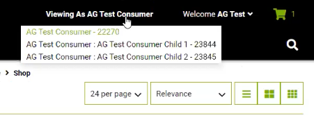 suitecommerce child customer impersonation toggle menu