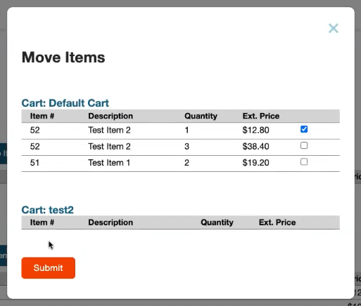 SuiteCommerce multi-cart move items beween carts