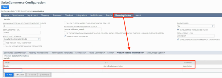 suitecommerce configuration custom pdp tabs