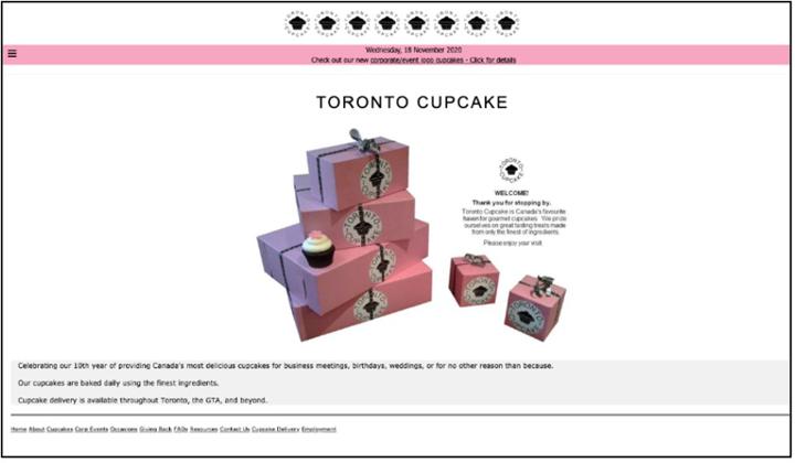 toronto cupcake bad website homepage example