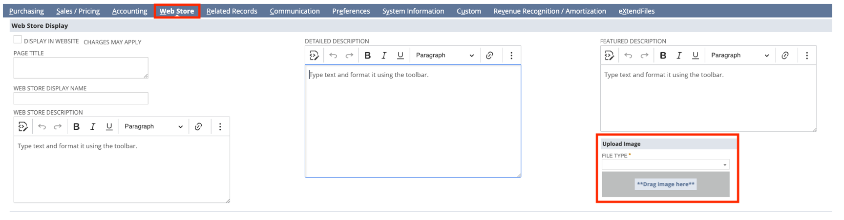 drag-and-drop image files in netsuite