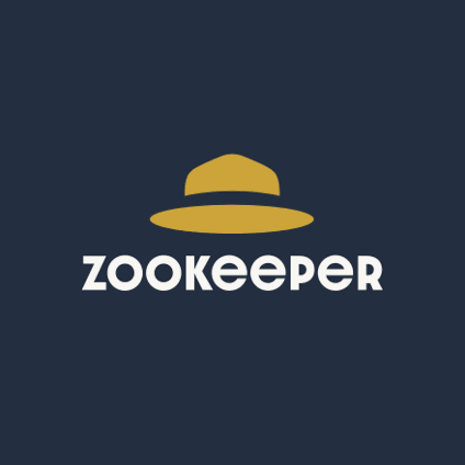 zookeeper logo yellow hat over white text reaading zookeeper