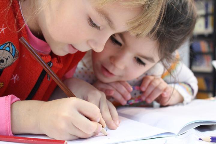 children studying