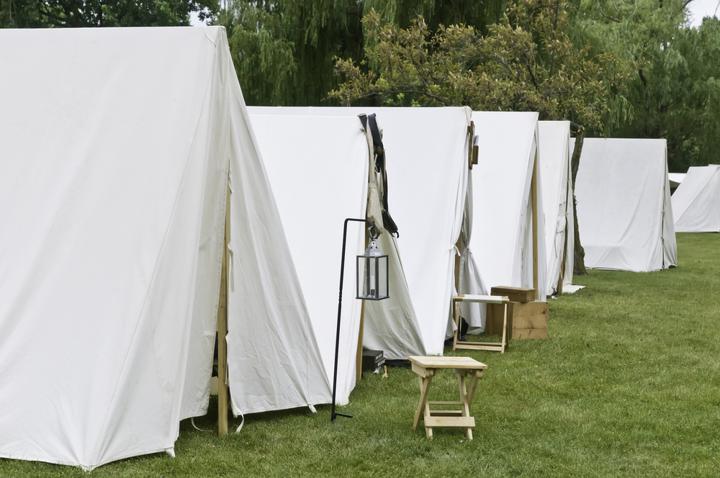 Row of white tents