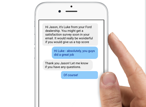 Automated text messages for recall and warranty