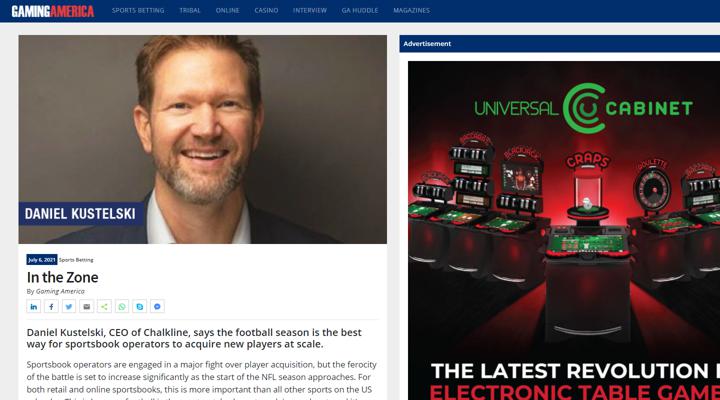 Chalkline Gaming America football season for sportsbook operators