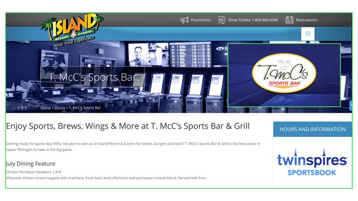 Chalkline webinar Island Resort and Casino sports bar website
