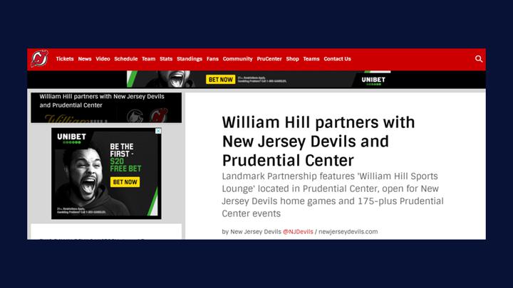 Chalkline Sports New Jersey Devils William Hill sponsorship