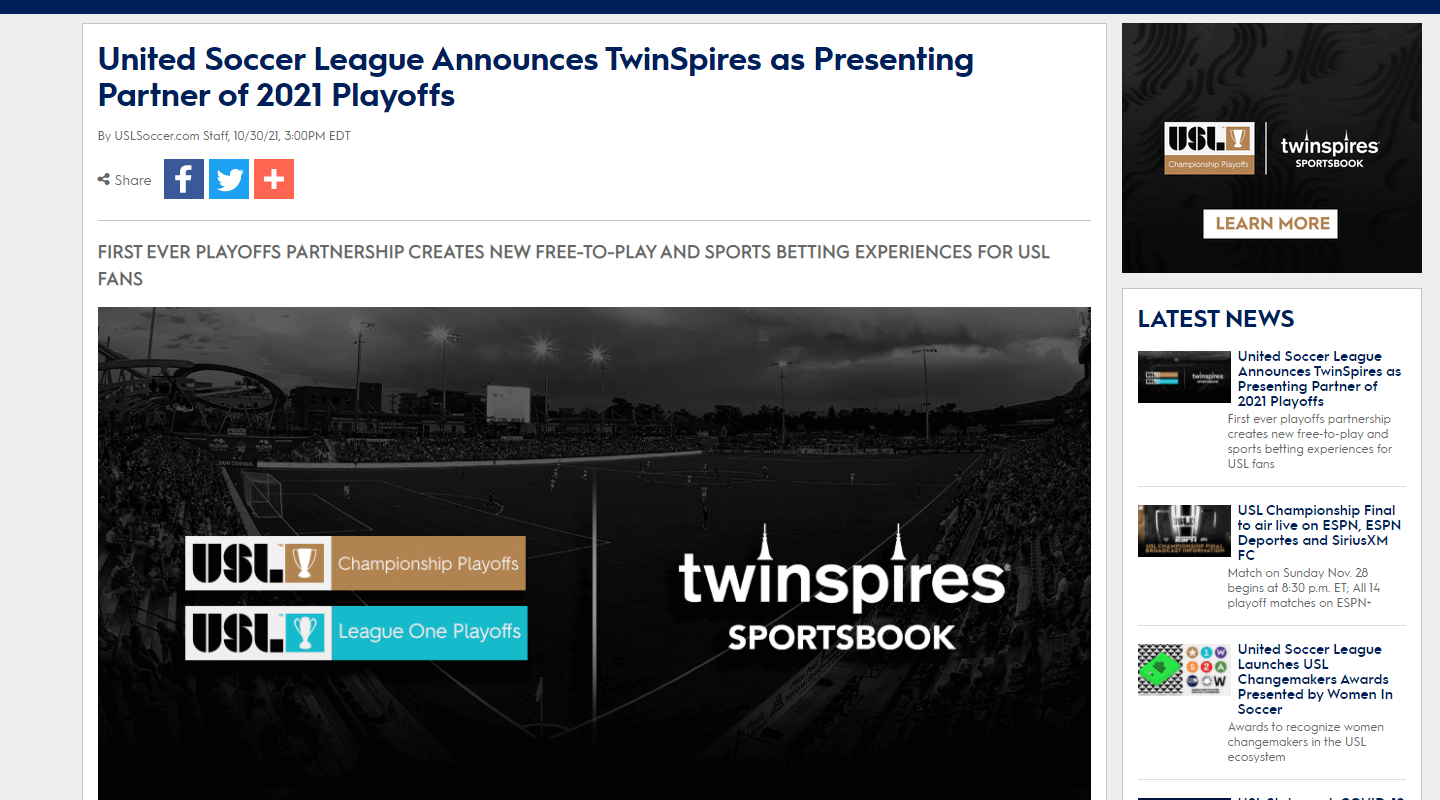 United Soccer League and TwinSpires to Offer Free-to-Play Games for Soccer Fans, Powered by Chalkline  
