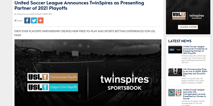 United Soccer League and TwinSpires to Offer Free-to-Play Games for Soccer Fans, Powered by Chalkline  