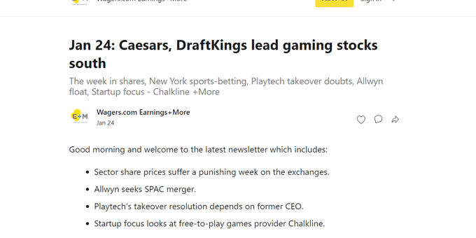 Chalkline Recognized in Wagers.com Earnings+More Newsletter  