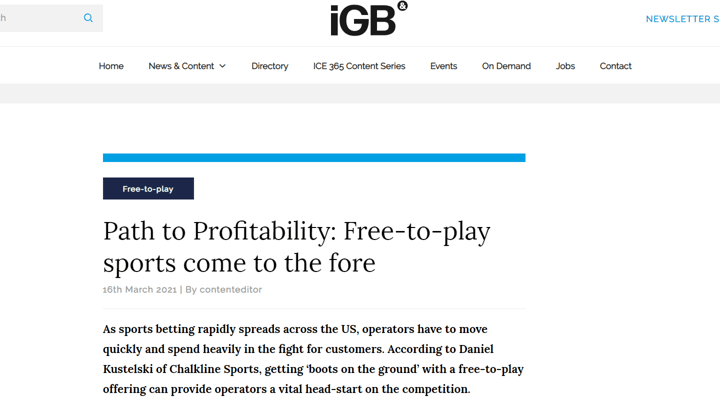 iGaming Business free-to-play games article Chalkline