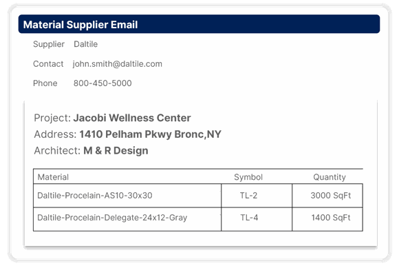 material supplier email