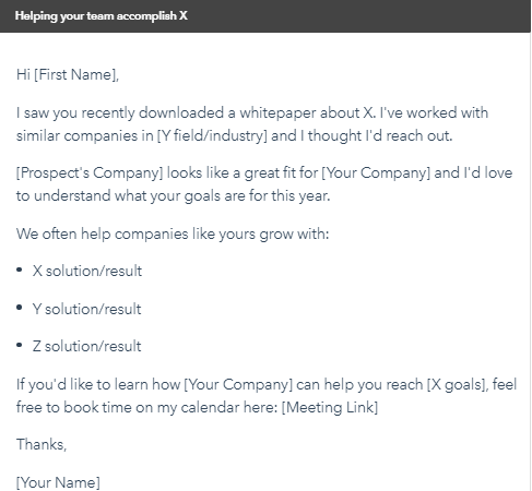 B2B Email Template to Establish Value