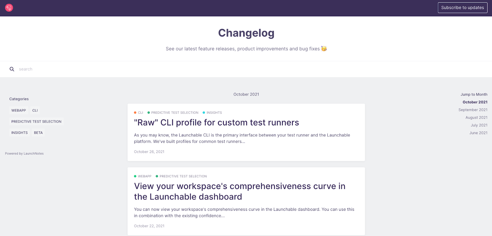 Stay Updated with Launchable’s Changelog Notifications