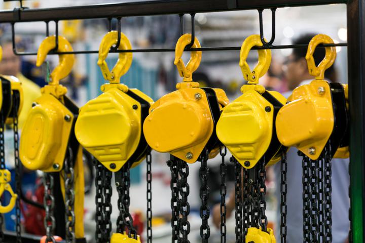 four chain hoists hanging