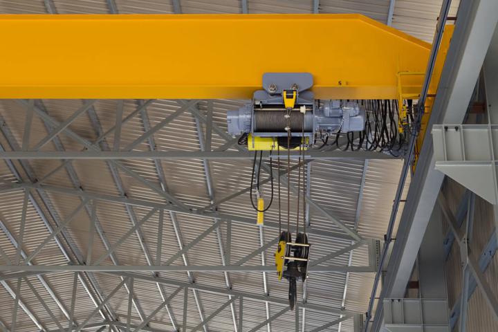 Wire Rope Hoist on a girder in factory