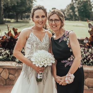 Caregiver at her wedding with her mom