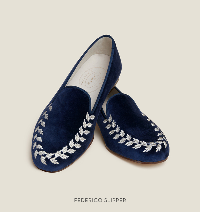 Federico navy velvet slipper