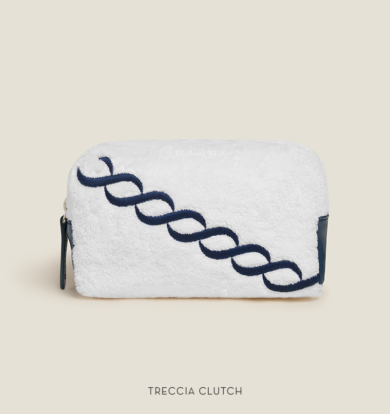 Treccia navy embroidered clutch