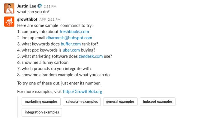 HubSpot's GrowthBot app for Slack