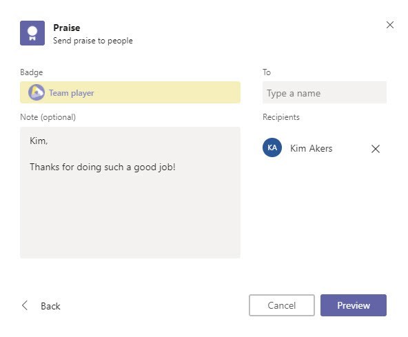 Microsoft Teams Tips and Tricks - Praise Feature