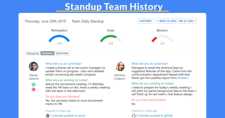 ScrumGenius Getting Started Guide Part 2 -- Team Standup History